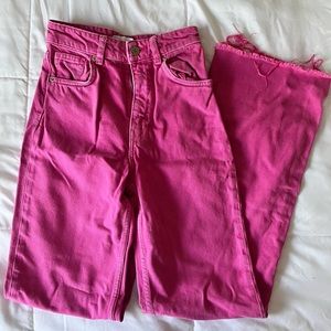 Pink wide leg Zara jeans